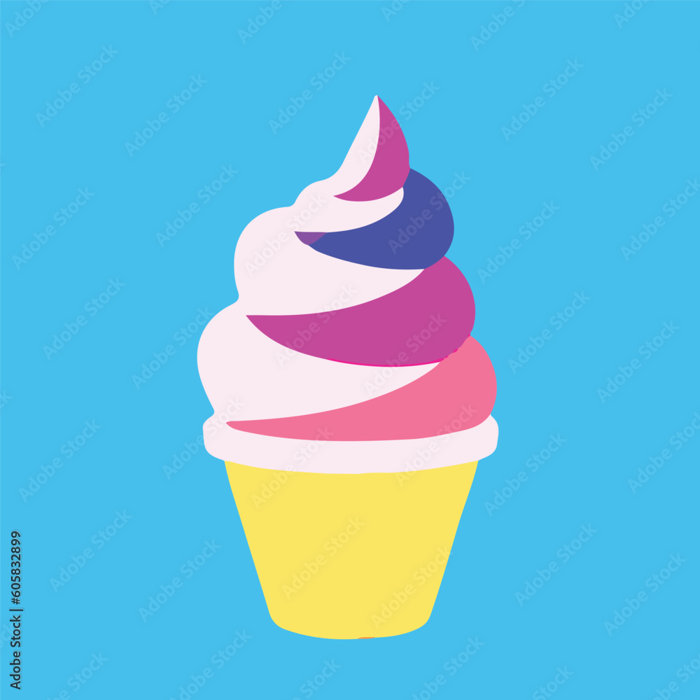 vector ice cream cup isolated on blue