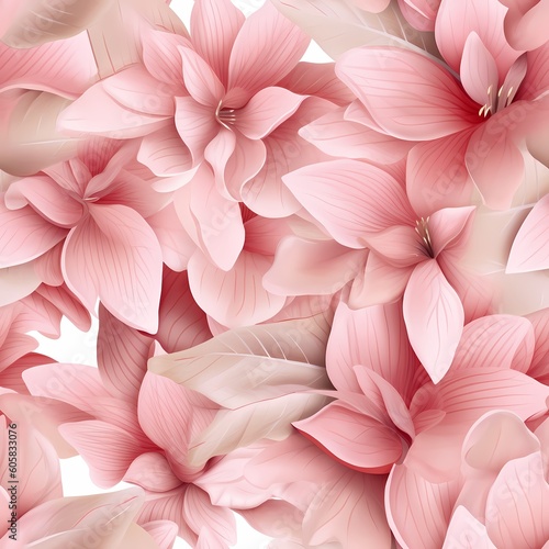 Repeatable pink flower pattern tile  Generative AI © SichHQ