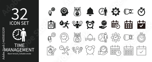 Icon set related to time management