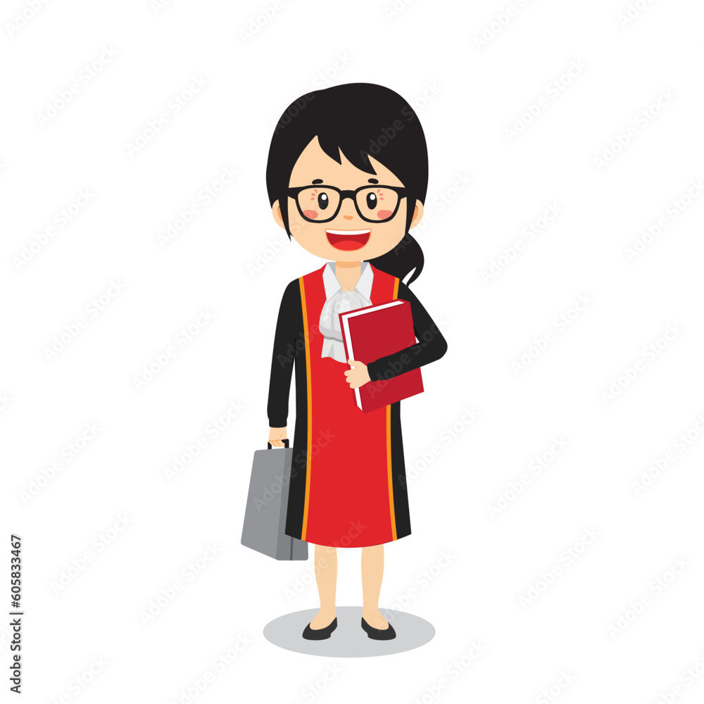Judge Character Standing With File and Briefcase Judge Character Standing With File and Briefcase