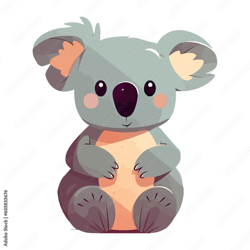 Fototapeta premium Cute koala sitting, smiling with fluffy fur