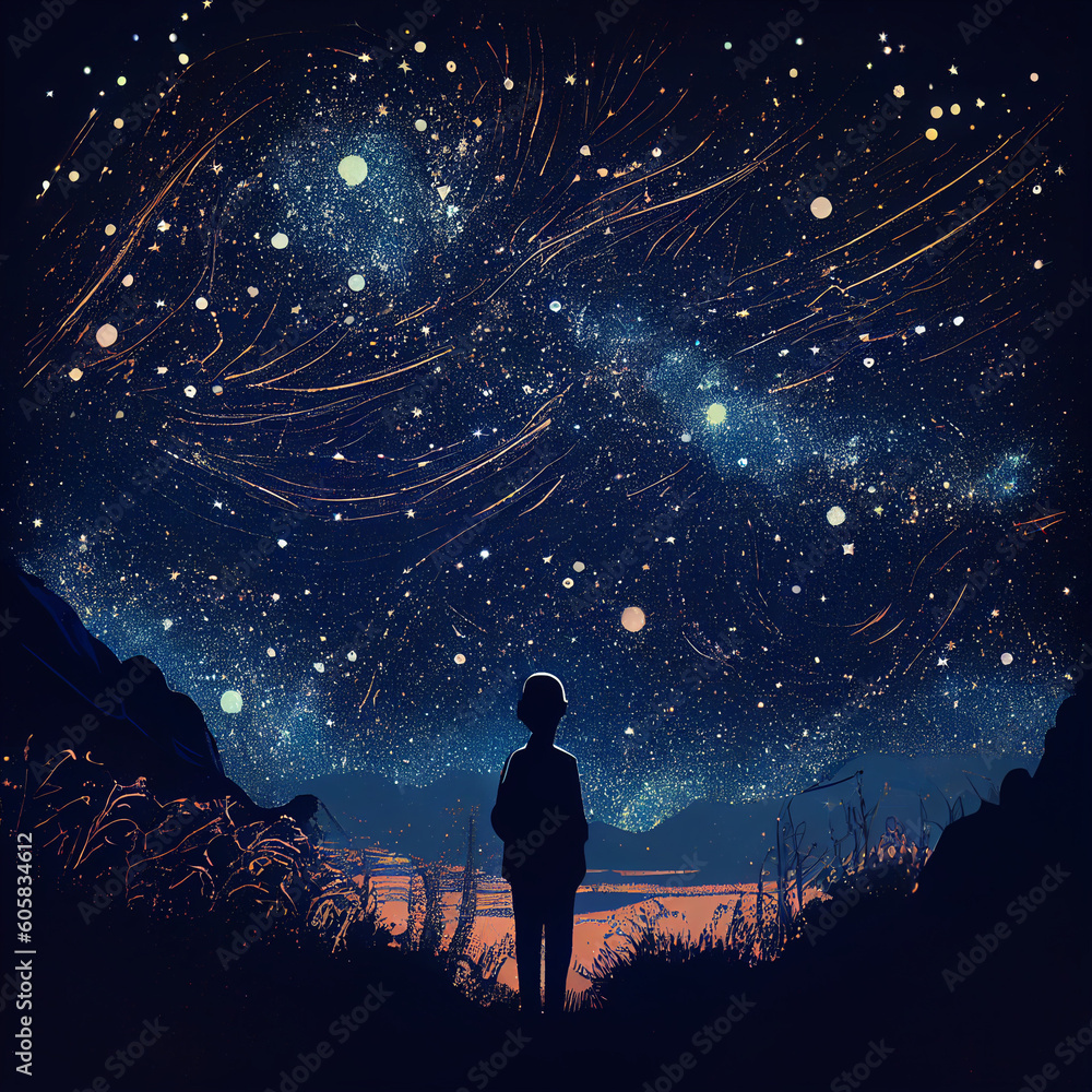 Naklejka premium Céu estrelado noite