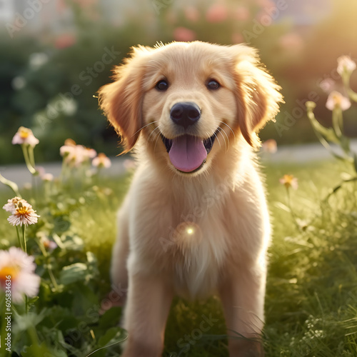 Happy golden retriever puppy 