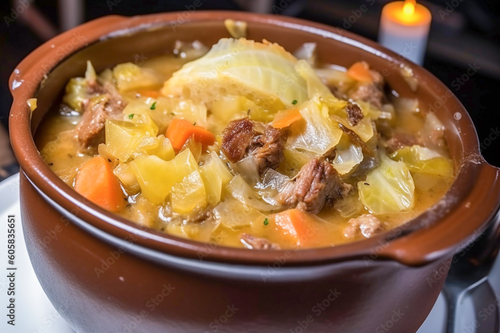 Garbure thick french traditional food speciality. Generative AI Garbure thick french traditional food speciality. Generative AI