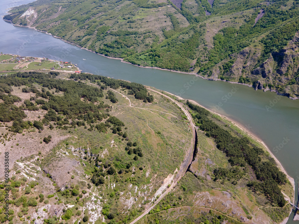Fototapeta premium Aerial view of Studen Kladenets Reservoir, Bulgaria