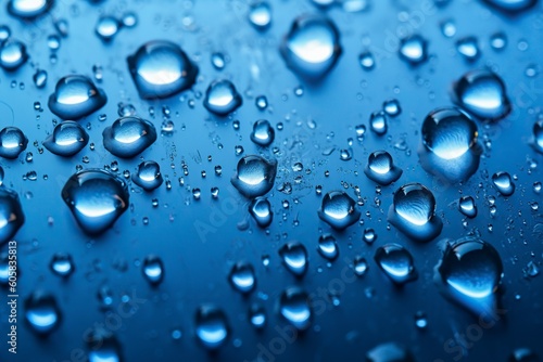 illustration  water drops on a blue background  ai generative