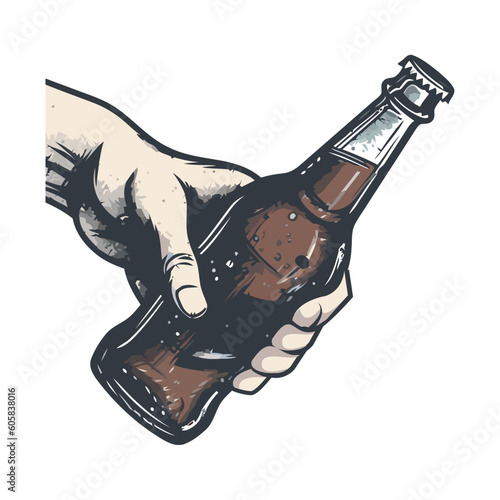 Hand holding frothy beer icon