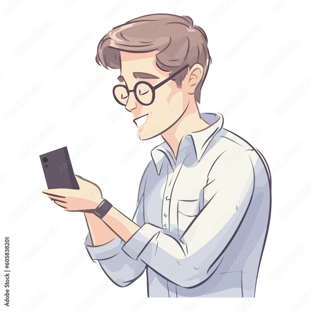 The businessman, holding a smart phone, is texting a message The businessman, holding a smart phone, is texting a message