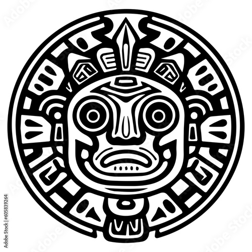 Aztec Mayan totem tattoo vector icon 