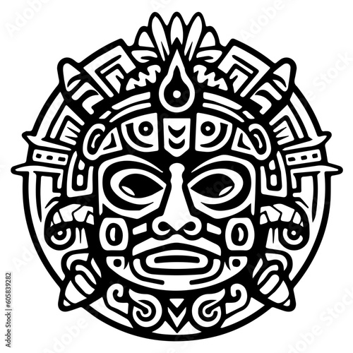 Aztec Mayan totem tattoo vector icon 