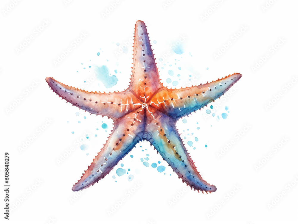 A Minimal Watercolor Painting of a Starfish in Nature with a White Background | Generative AI A Minimal Watercolor Painting of a Starfish in Nature with a White Background | Generative AI