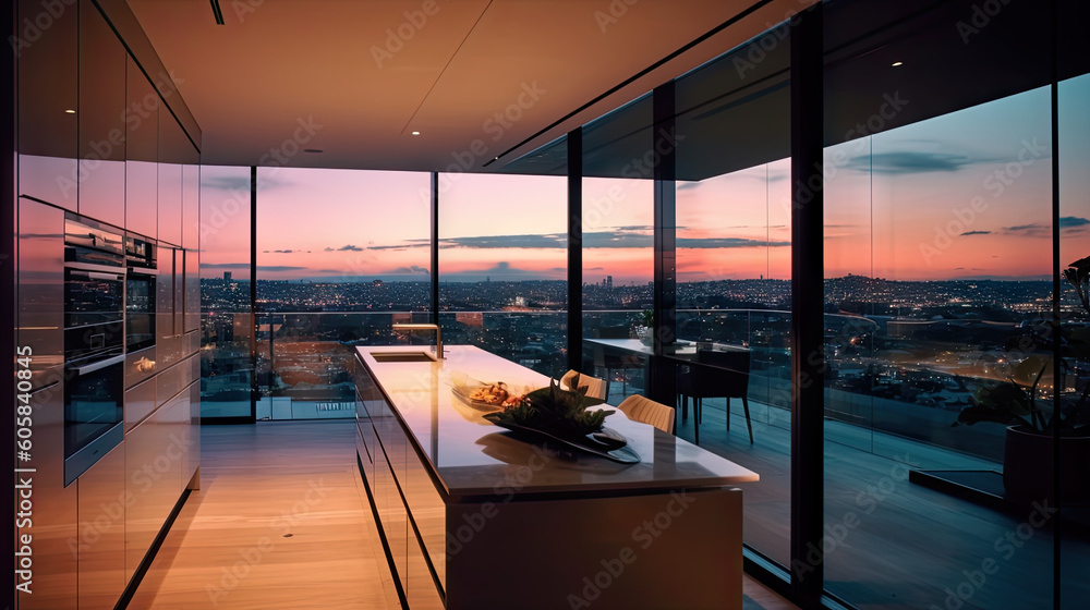 Fototapeta premium Sydney Luxury Penthouse Kitchen at dusk