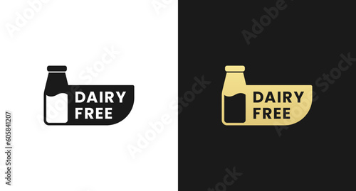 Dairy free label or Dairy free icon vector isolated in flat style. Best Dairy free label vector for product packaging design element. Dairy free icon for packaging design element.
