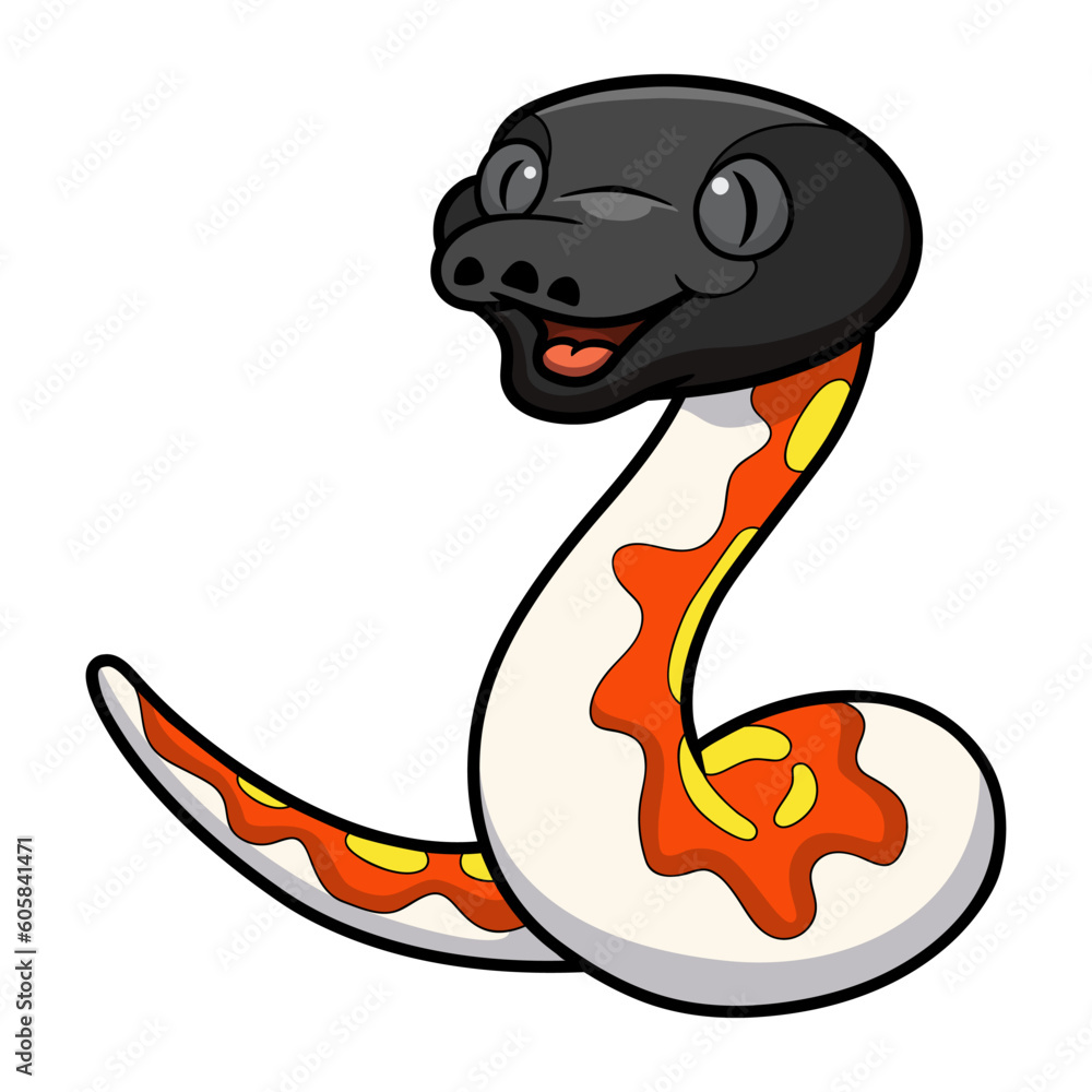 Fototapeta premium Cute red blood python cartoon
