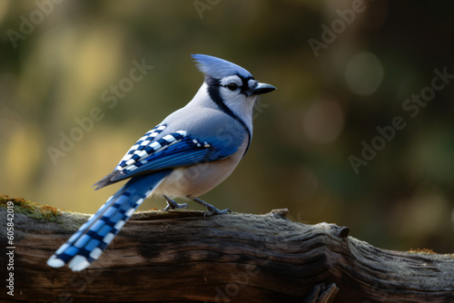 A blue jay sitting on top of a tree branch Generative Ai