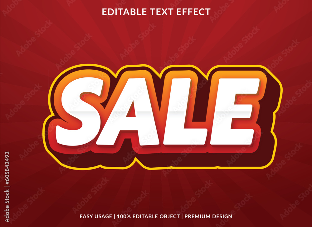sale editable text effect template with abstract background and 3d style use for business brand and logo