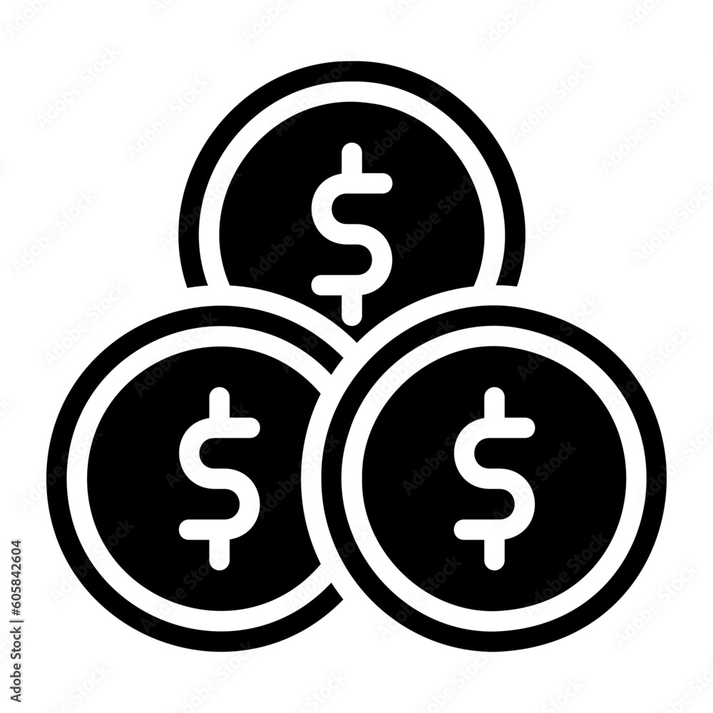 coins black glyph icon coins black glyph icon