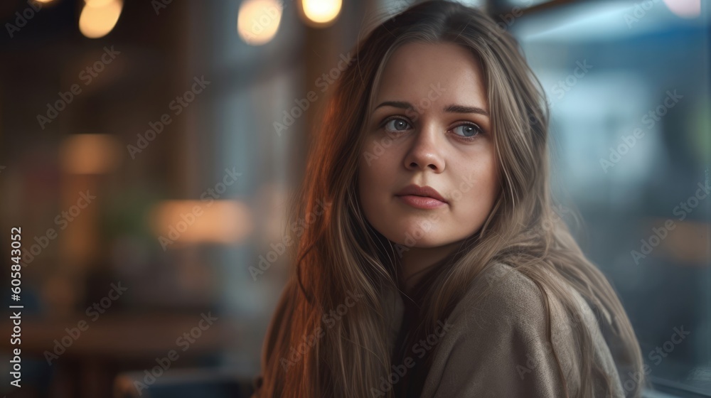 Pretty woman looking out of the window - made with Generative AI tools Pretty woman looking out of the window - made with Generative AI tools