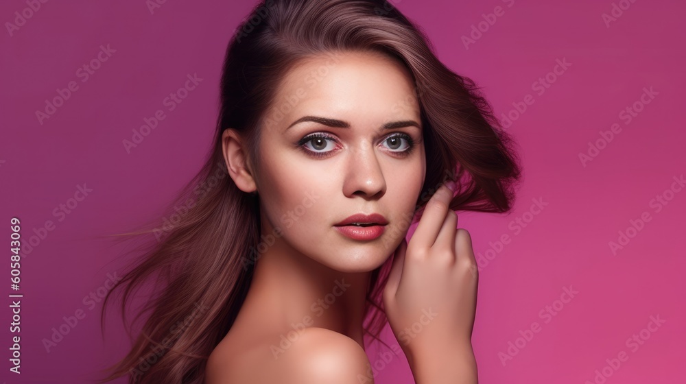 Amazing photo of a beautiful female model against plain studio background- close-up people photography - made with Generative AI tools Amazing photo of a beautiful female model against plain studio background- close-up people photography - made with Generative AI tools