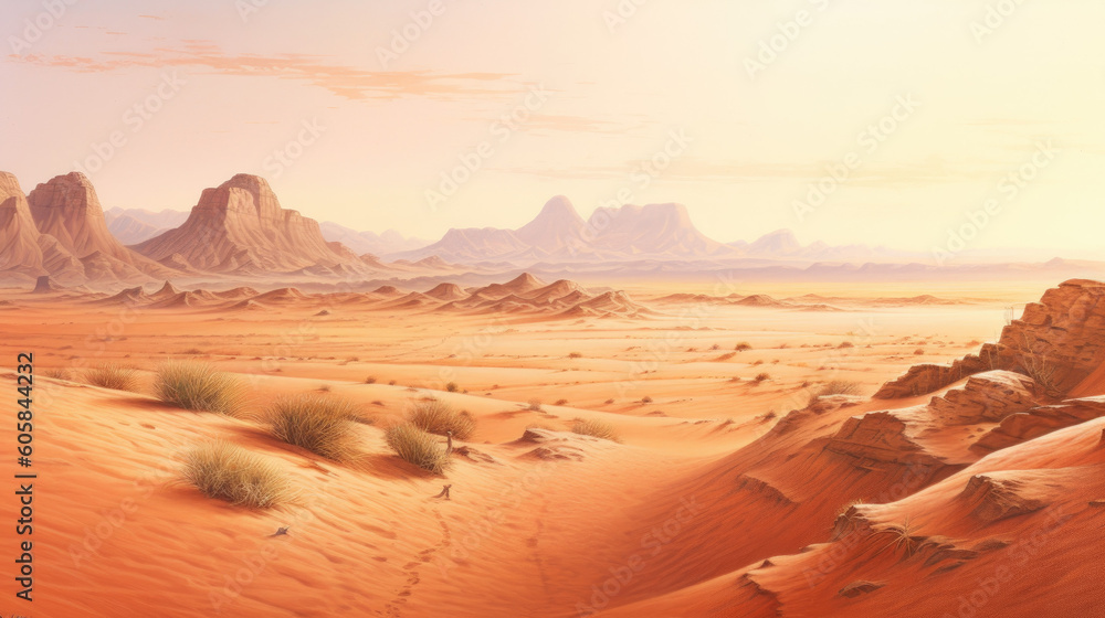 Fototapeta premium Golden Desert Backdrop Created with Generative AI