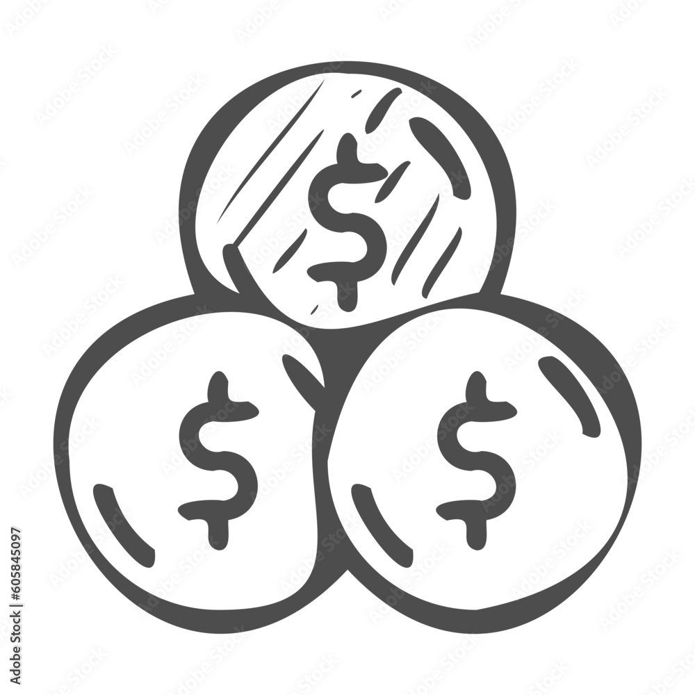 coins handdrawn icon coins handdrawn icon