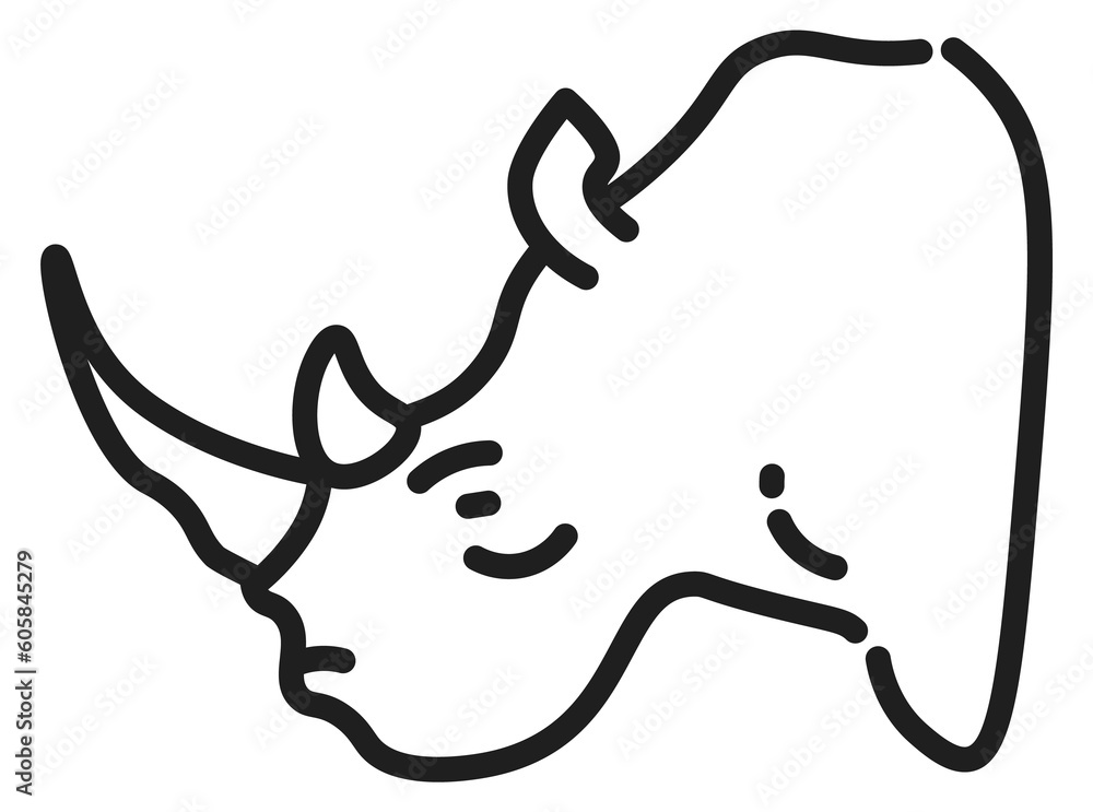 Obraz premium Rhinoceros head icon. Safari animal linear symbol