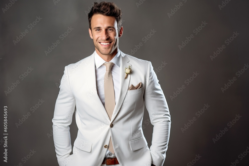Portrait groom standing confident AI Generative Portrait groom standing confident AI Generative