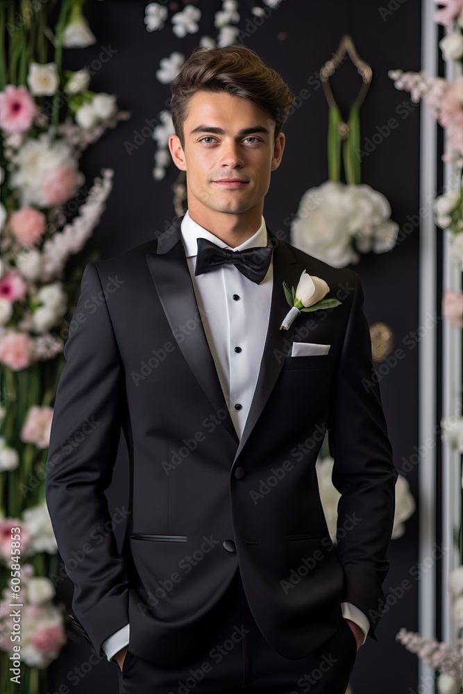 Portrait groom standing confident AI Generative Portrait groom standing confident AI Generative