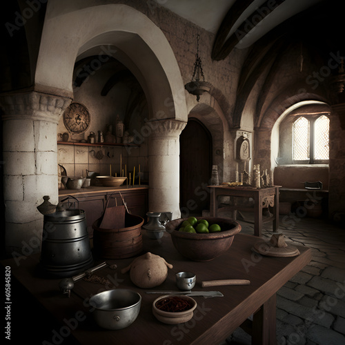 Timeless Grandeur  Medieval Interior Design Photography Illustrations Generative AI