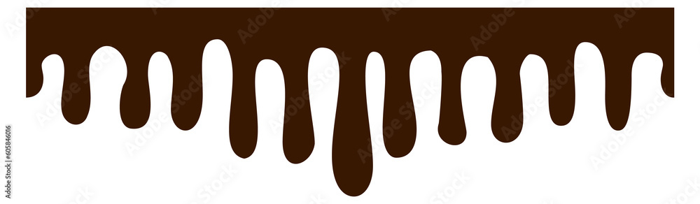 Melting chocolate border. Dripping brown paint flow Melting chocolate border. Dripping brown paint flow
