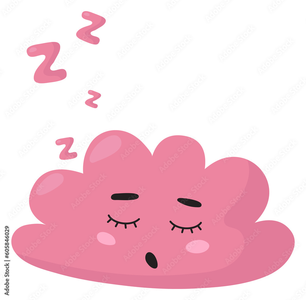 Sleeping cute cloud. Sweet dream kawaii character