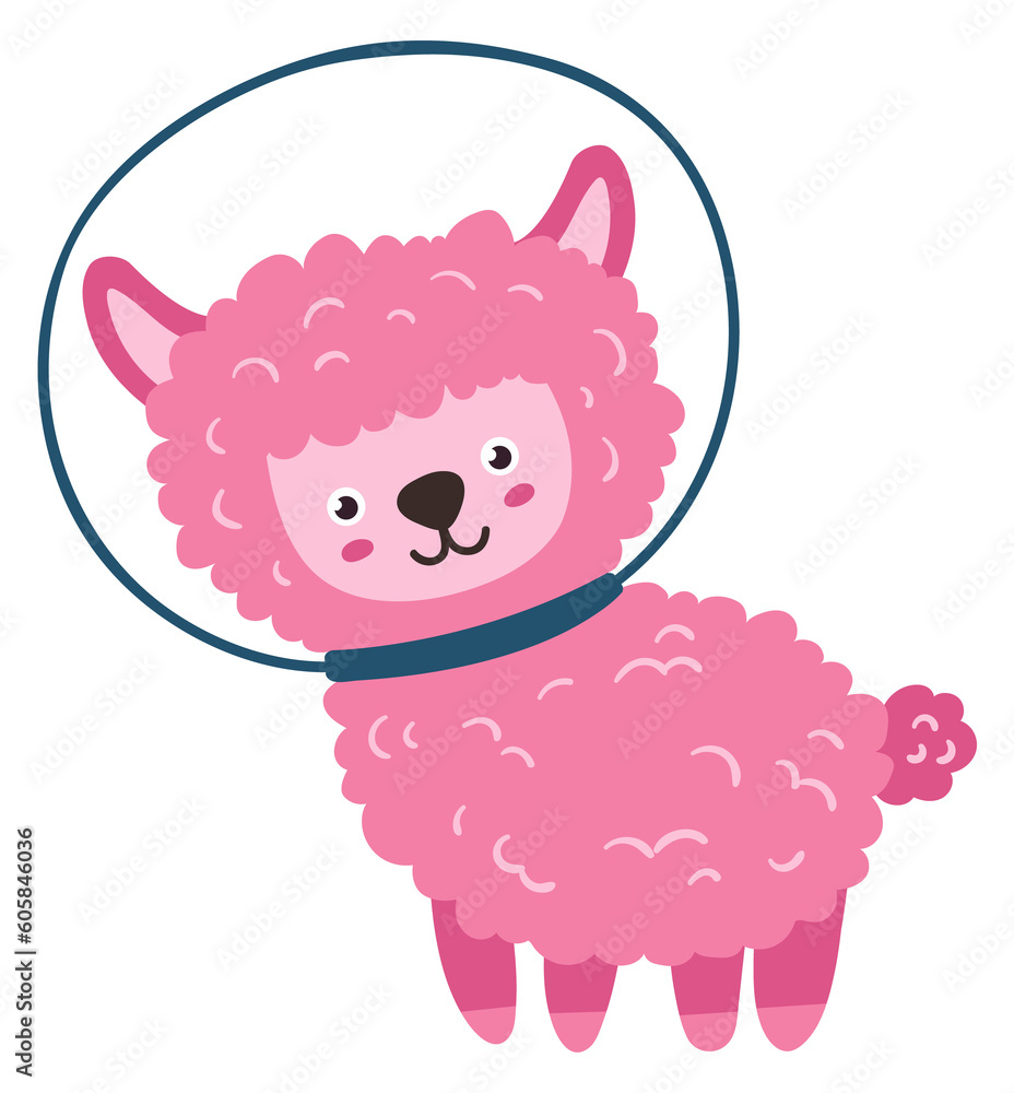 Baby llama in space suit. Cute astronaut character Baby llama in space suit. Cute astronaut character