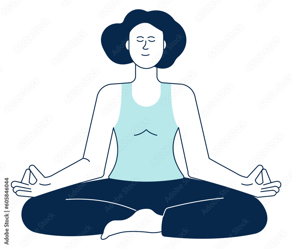 Mind balance icon. Woman meditating in lotus pose Mind balance icon. Woman meditating in lotus pose