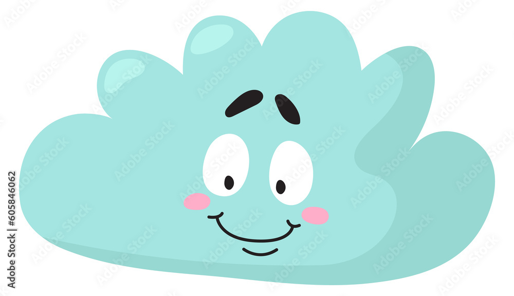 Smiling cloud face. Happy sky kawaii character Smiling cloud face. Happy sky kawaii character