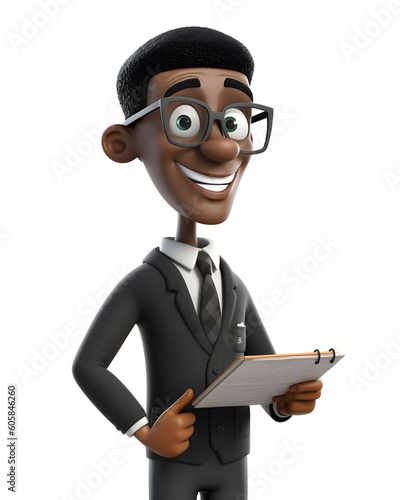cartoon character 3D  teacher white background Generative AI.