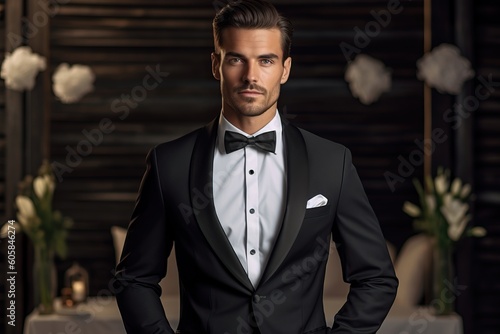Portrait groom standing confident AI Generative