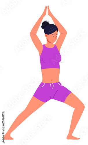 Woman stretching. Yoga exercise. Person training balance