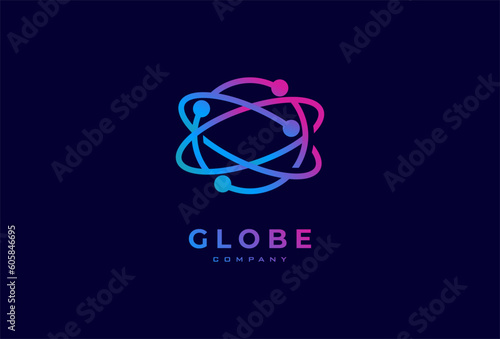 Globe Technology Logo Design, world globe logo template, usable for technology and company logos, vector illustration