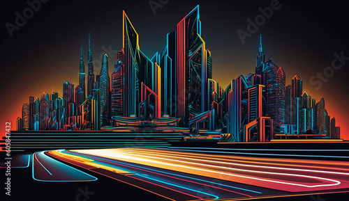 Futuristic Dubai city, UAE, Digital art, AI generative 