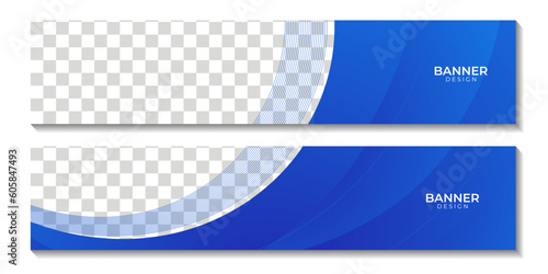 set of banners with abstract blue wave background with white space