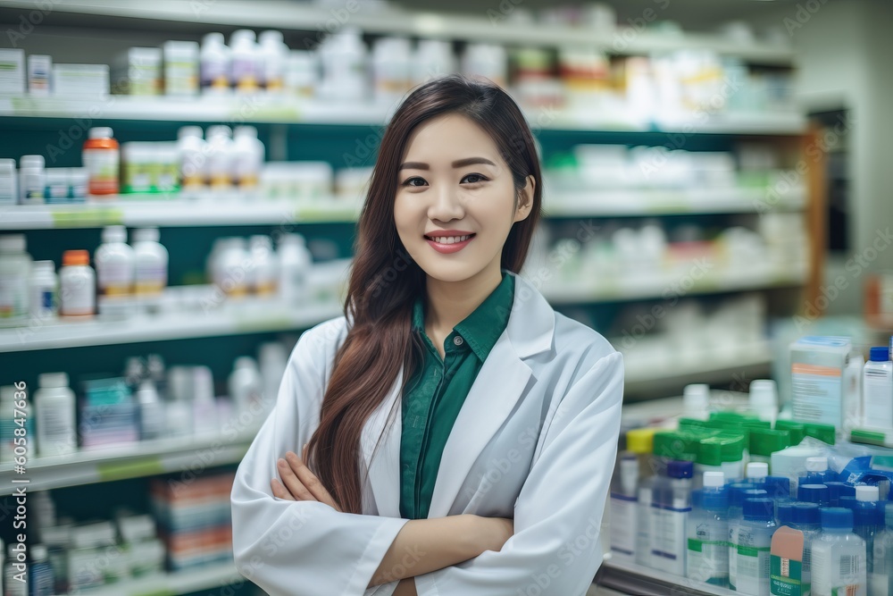 Portrait beautiful asian medical officer smiling confident AI Generative Portrait beautiful asian medical officer smiling confident AI Generative