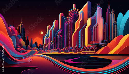 Futuristic Dubai city, UAE, Digital art, AI generative 