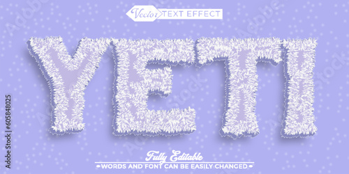 White Furry Yeti Vector Editable Text Effect Template