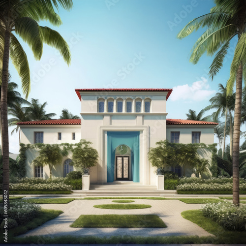 A full-scale mock-up of a planned palm beach house generative ai © CreativeX