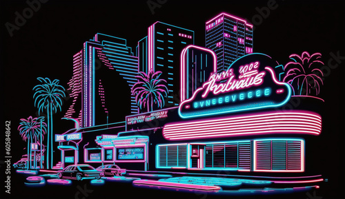 Futuristic Las Vegas city, Digital art, AI generative 