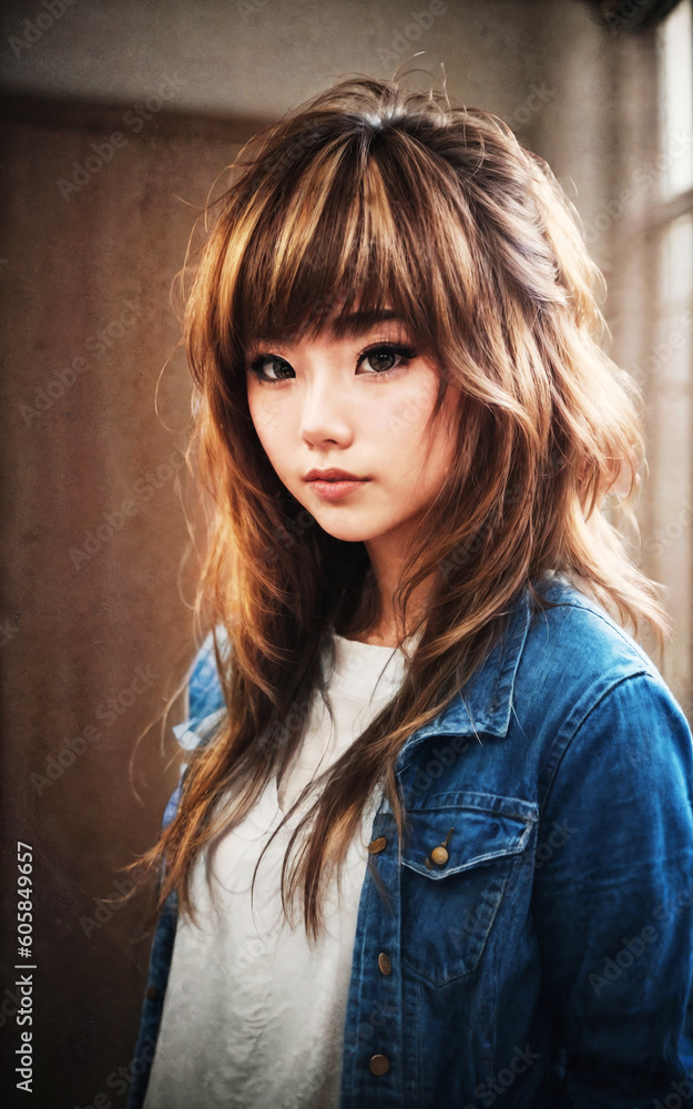 naughty young asian woman with trending fashion style , generative AI naughty young asian woman with trending fashion style , generative AI