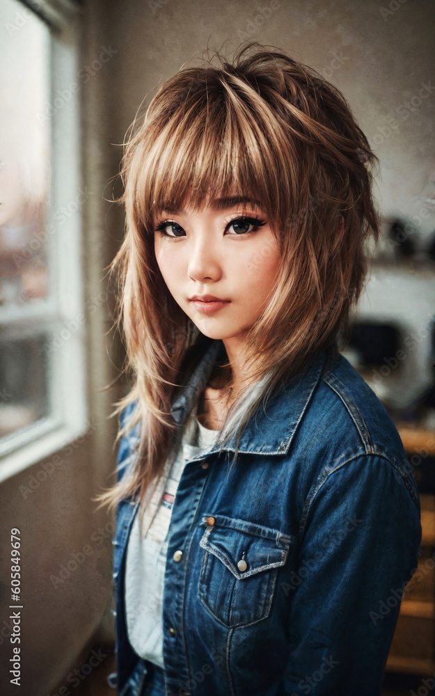 naughty young asian woman with trending fashion style , generative AI naughty young asian woman with trending fashion style , generative AI