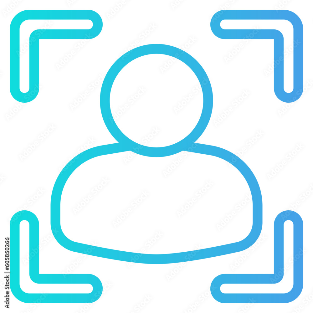 Face recognition icon in gradient style, use for website mobile app presentation Face recognition icon in gradient style, use for website mobile app presentation