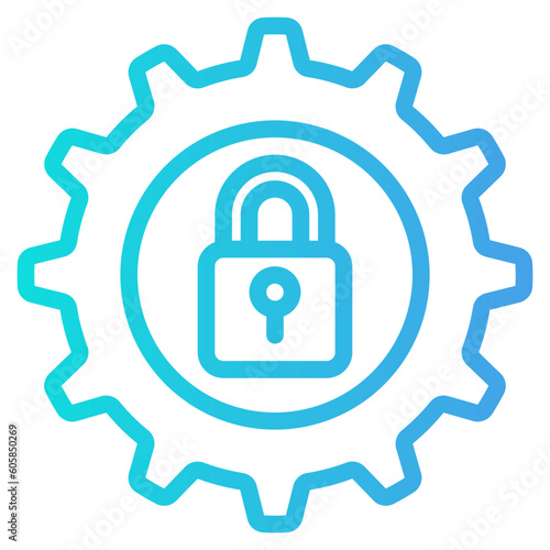 Settings security icon in gradient style, use for website mobile app presentation