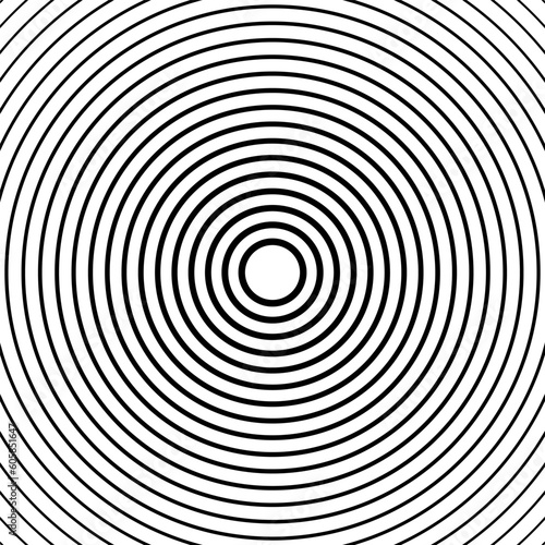 Concentric circle elements, spaced concentric circle, rings sound wave, line in a circle concept, black circular pattern. Radar screen concentric circle elements.